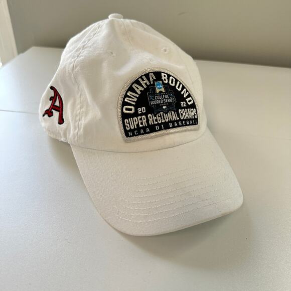 Omaha Bound Arkansas Razorbacks Hat Adjustable Strapback 2022 Baseball White - Picture 2 of 6